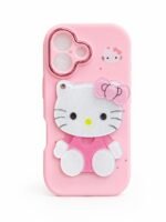 Cute 3D Hello Kitty Pink Silicone iPhone Case | Soft Shockproof Protective Cover with Camera Lens Protection - Image 2