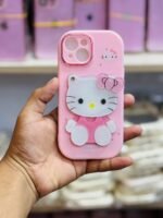 Cute 3D Hello Kitty Pink Silicone iPhone Case | Soft Shockproof Protective Cover with Camera Lens Protection - Image 4