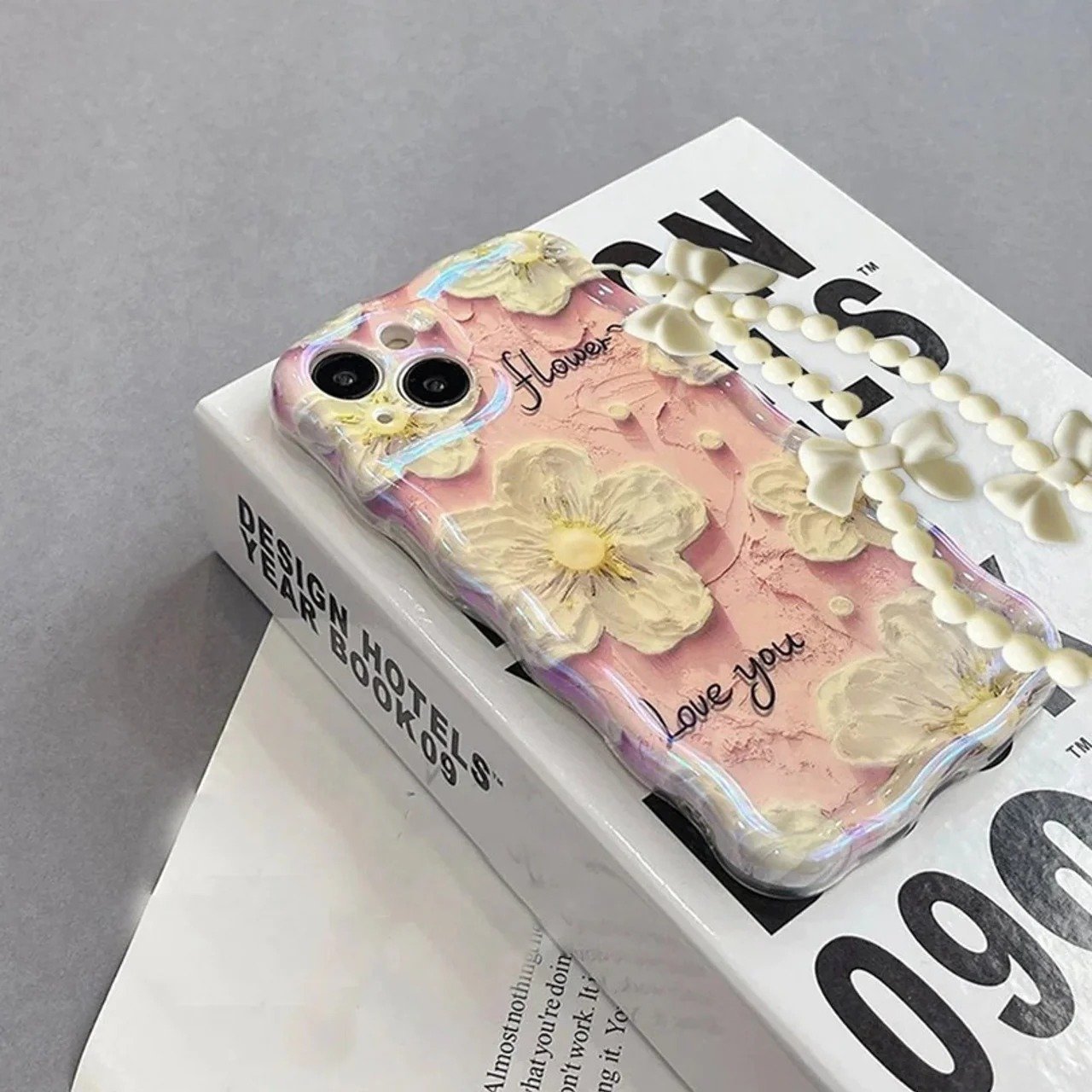 3D painting Aesthetic Cosmos Floral Case with Charm for iPhone - Image 3