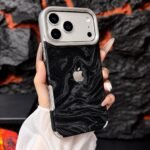 Premium Black Marble iPhone Case | Luxury Metallic Camera Frame Protective Cover | Stylish iPhone Case - Image 4