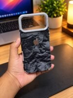 Premium Black Marble iPhone Case | Luxury Metallic Camera Frame Protective Cover | Stylish iPhone Case - Image 2